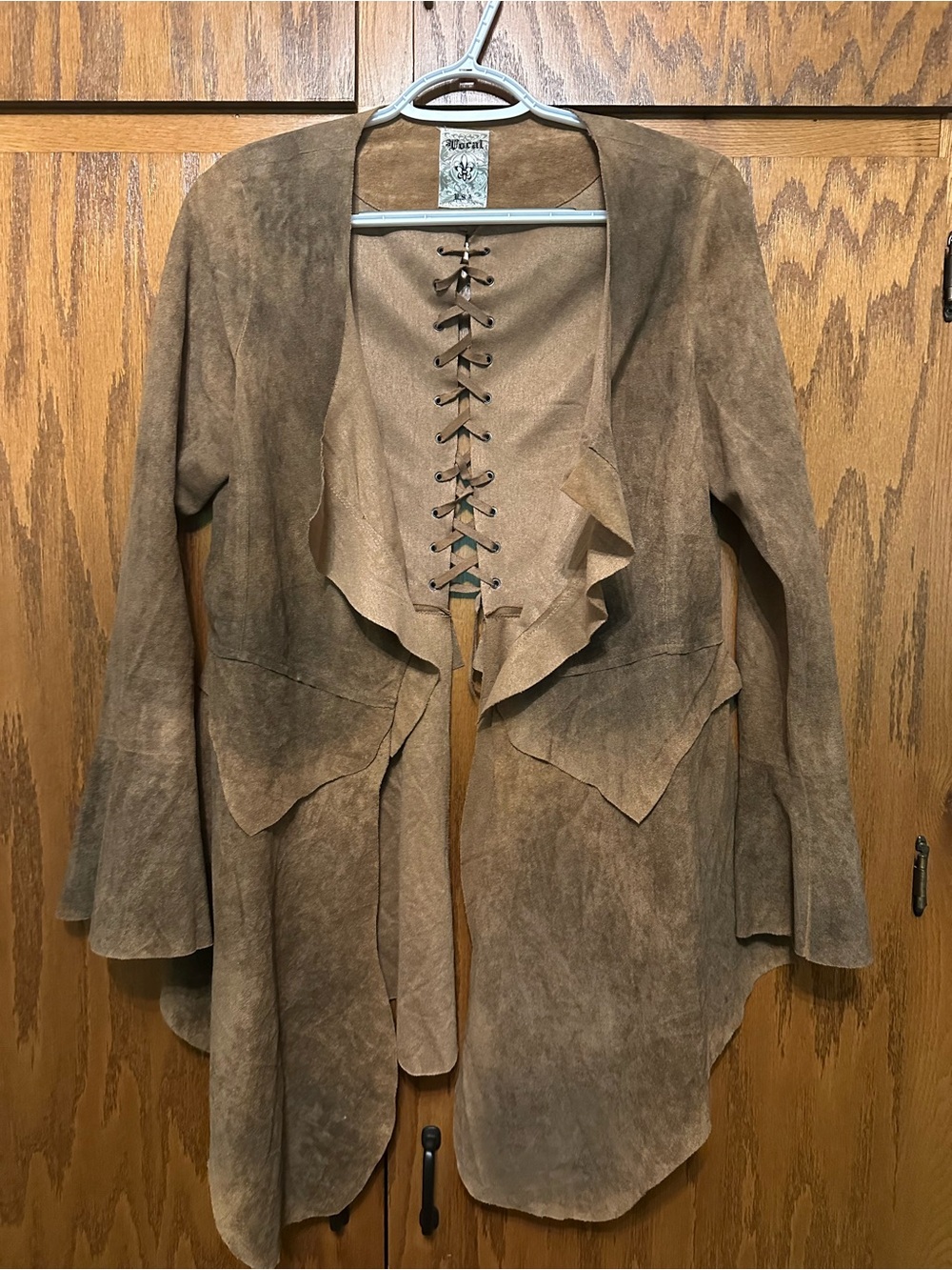 Vocal Brown Suede Lace-Up Waterfall Jacket